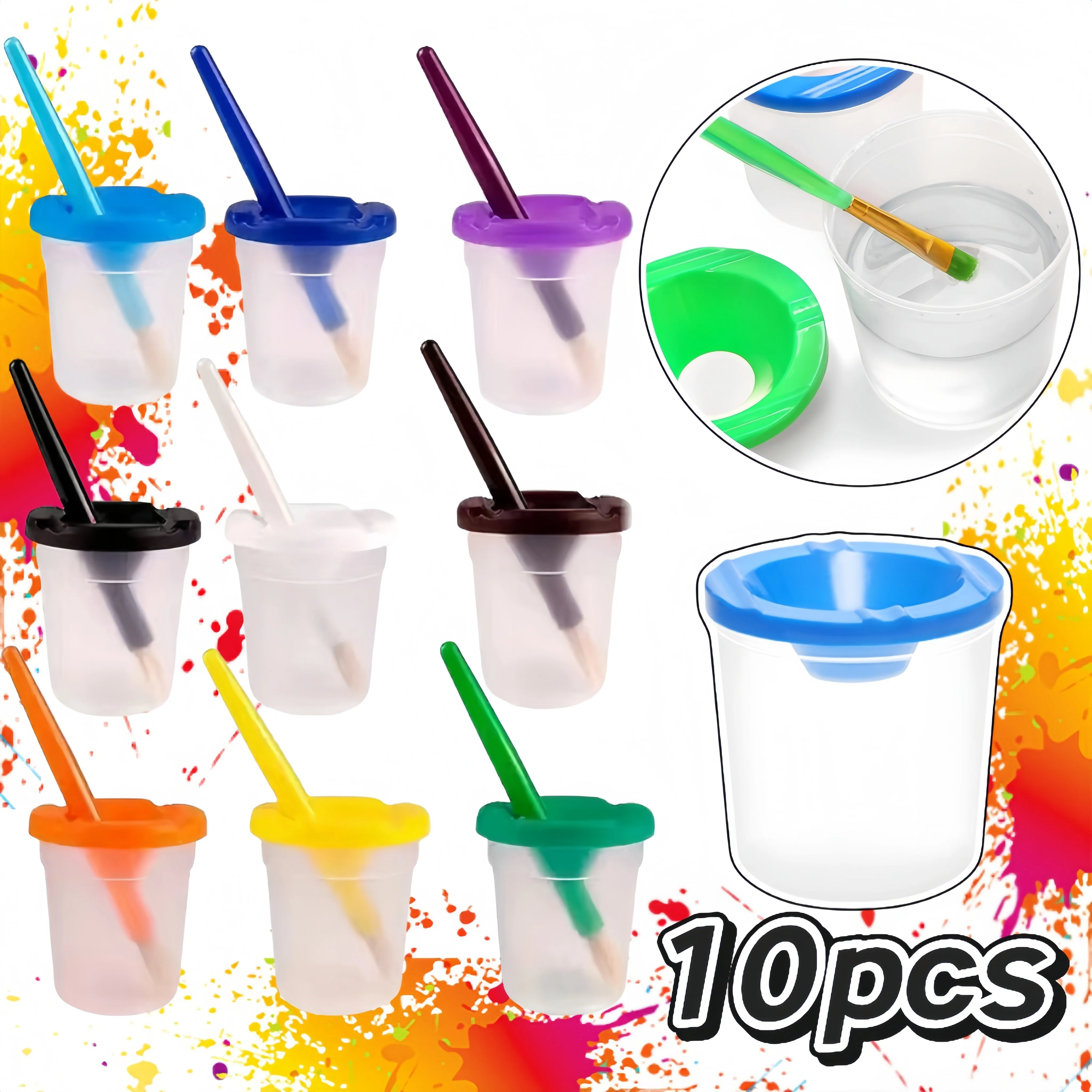 1/10 Stück Kinder-Malstift-Waschbecher DIY Kunst-Graffiti-Malstift-Waschbehälter Aquarell-Gouache DIY Nagelpinsel-Waschbecher – Detail 3