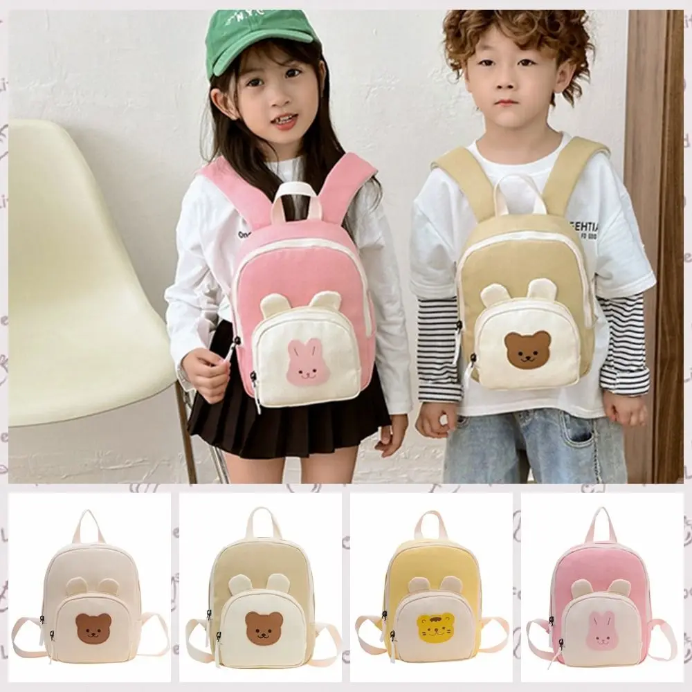 Shoulder Bag Korean Kindergarten Schoolbag Canvas Cartoon Bear Children's Handbags Adjustable Kids Backpack for Teenager
