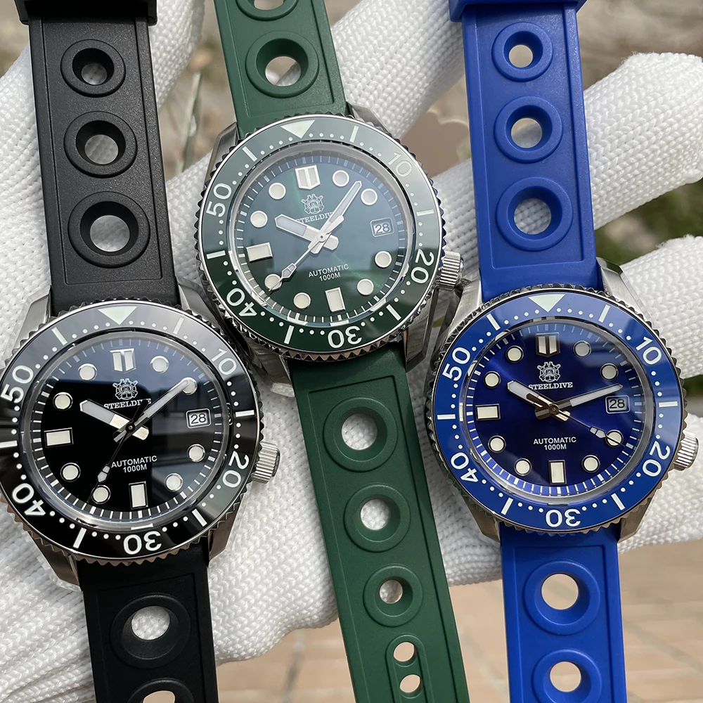 STEELDIVE SD1968 MM Dive Watch 44MM Case Green Dial 1000M