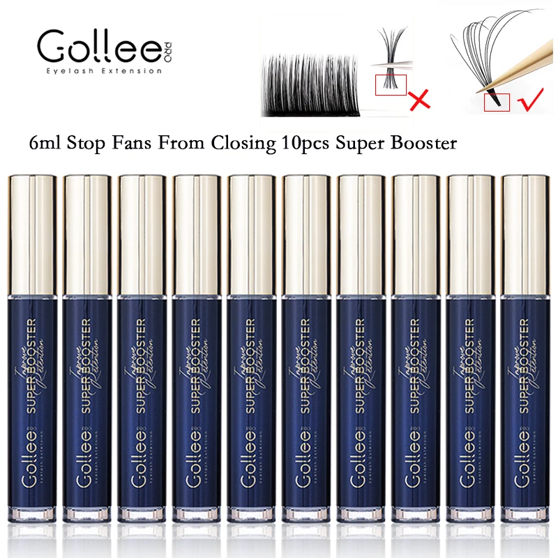 

Gollee Wholesale 10pcs Help Adhesive Booster Stop Eyelash Fans Closing 6ml Accelerate Super Booster Handmade Lash Extension Glue