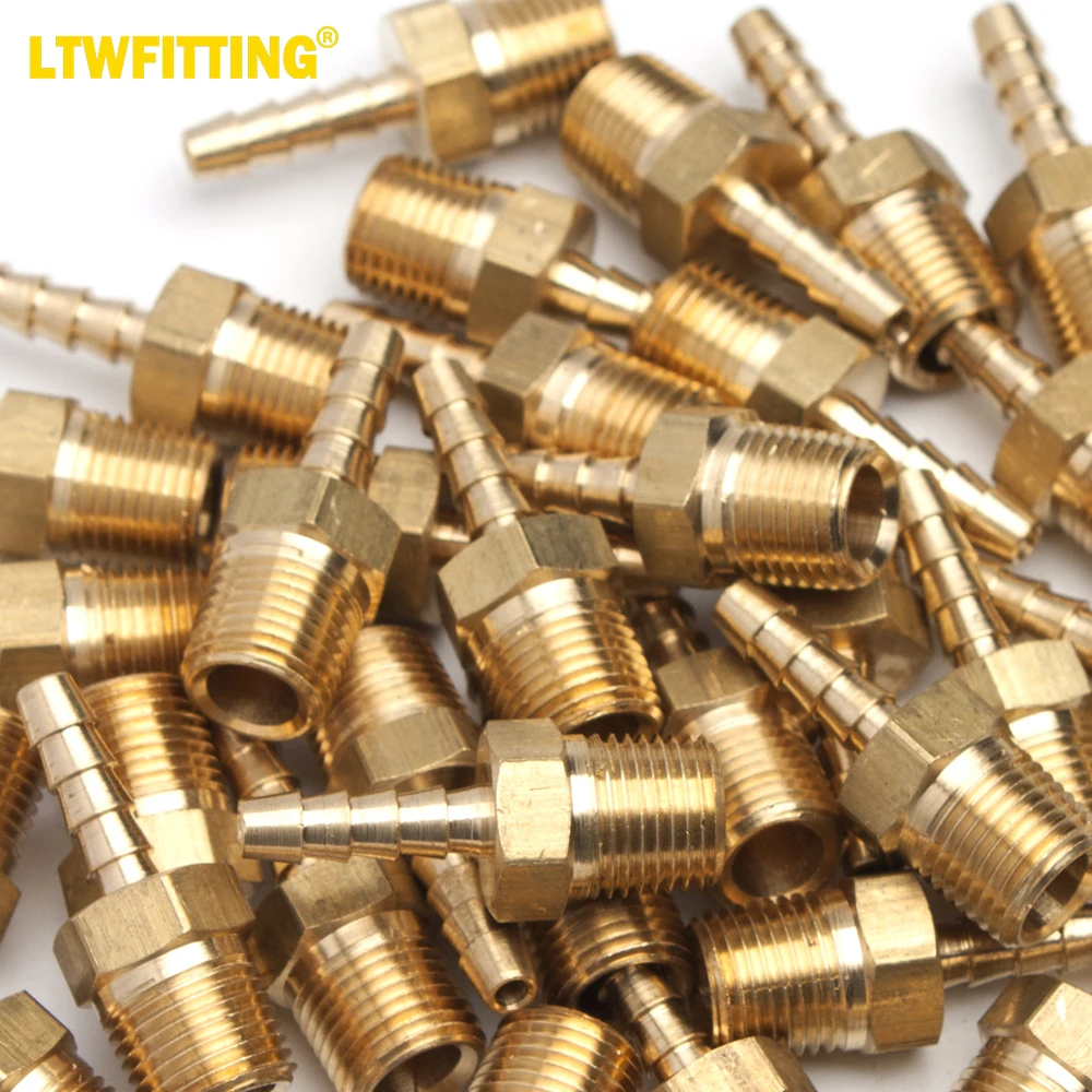 

LTWFITTING Brass Barbed Fitting Coupler/Connector 1/8-Inch Hose Barb x 1/8-Inch Male NPT (Pack of 500)