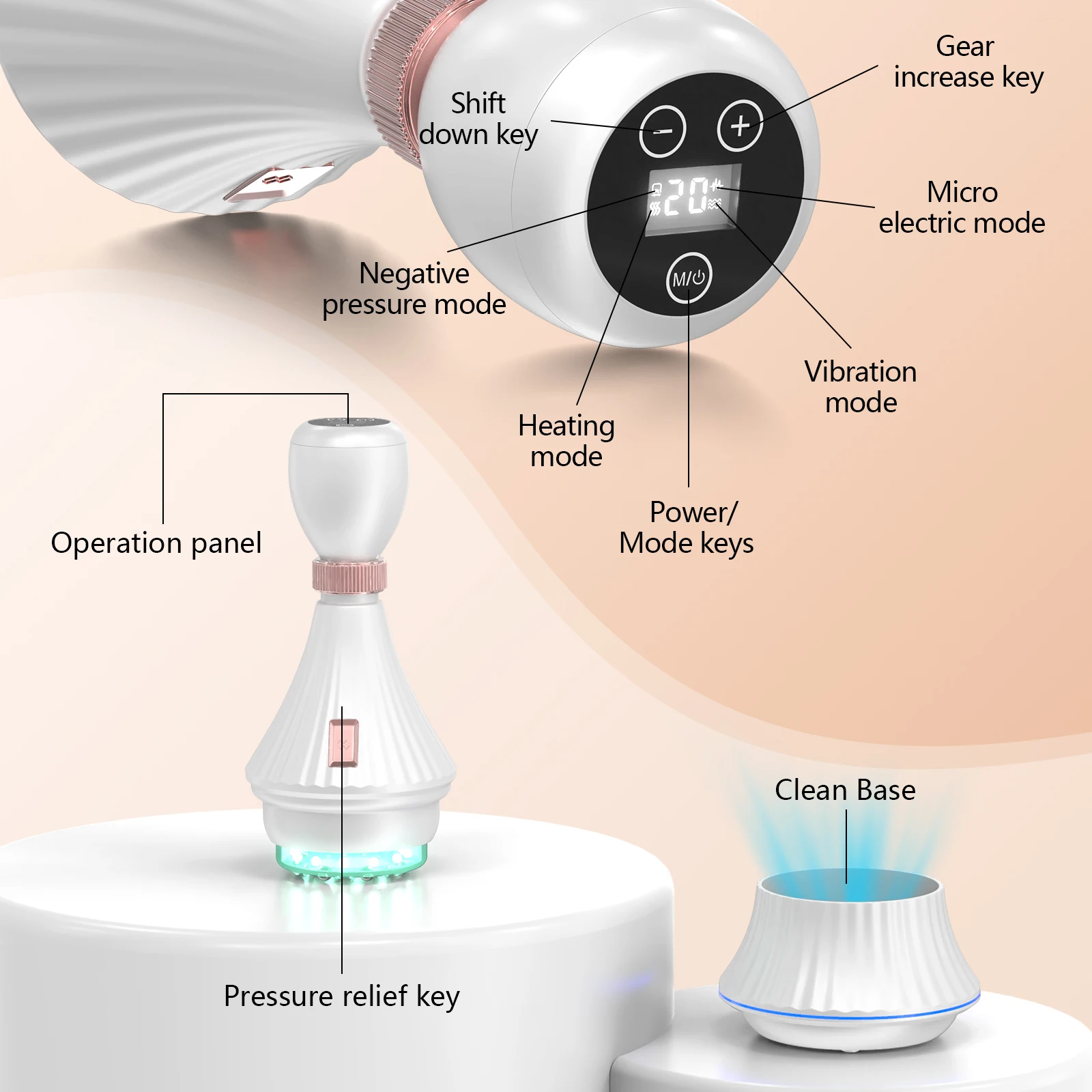 Electric Cupping Massager Vacuum Suction Cup GuaSha Anti Cellulite Beauty Health Scraping 12 Levels Suction Blue Light Therapy 5