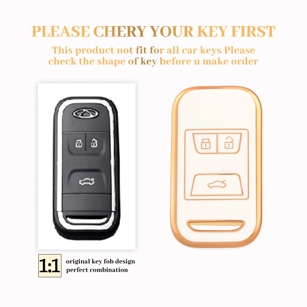 Durable 3-Button TPU Car Remote Key Fob Cover with Case Holder Protector