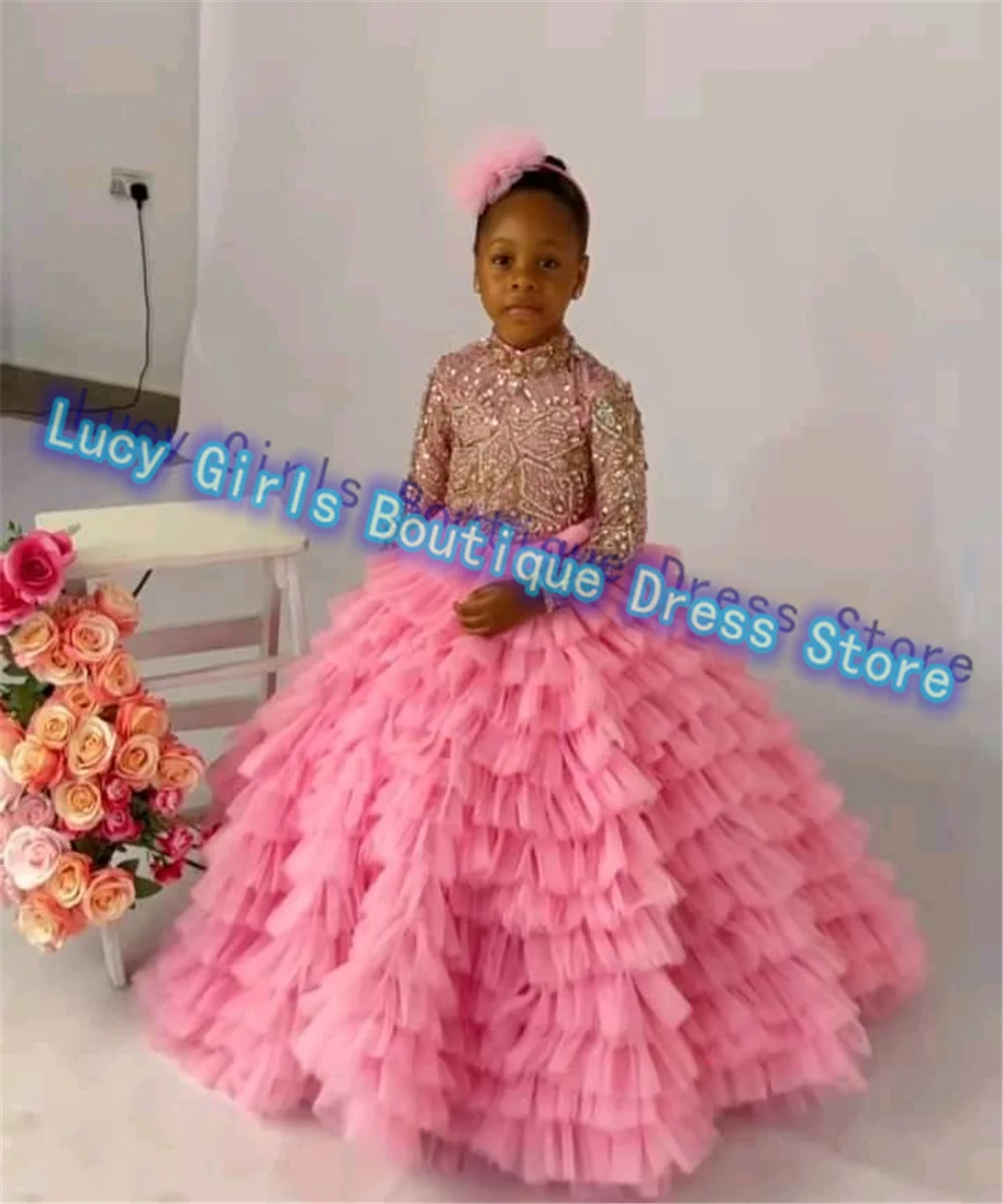 Layering Flower Girl Dress Wedding Dresses Tulle Puffy Kids Girls Birthday Party Evening Customised Gowns