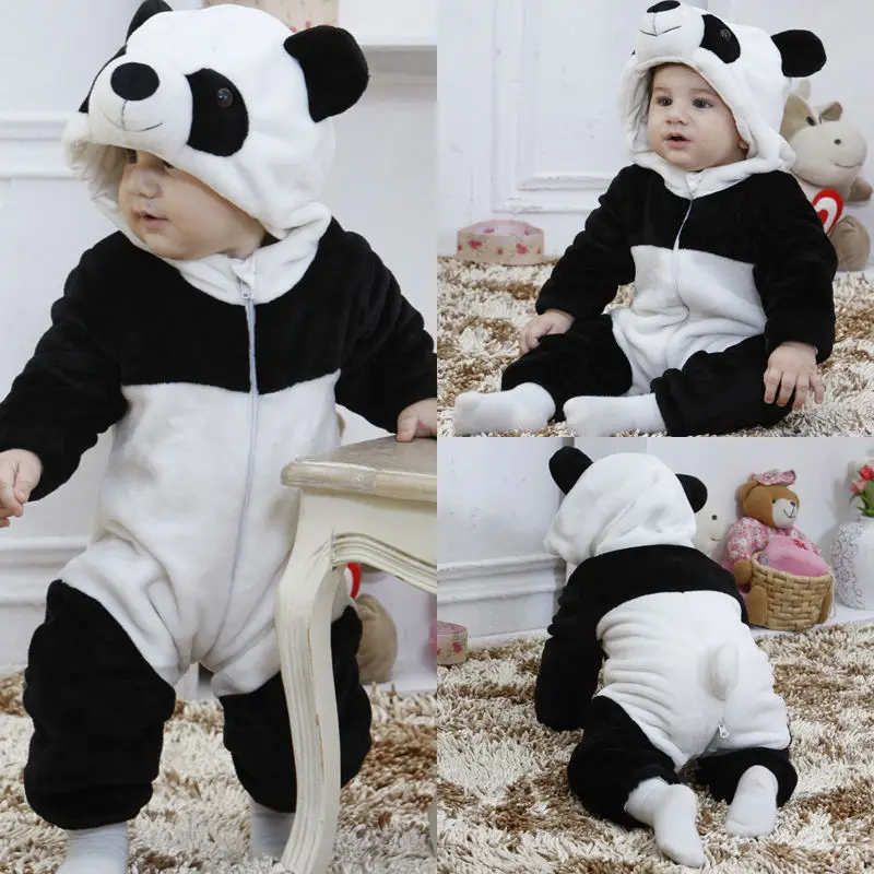 New Infant Kids Baby Boys Girls Long Sleeve Jumpsuit Hooded Romper Avocado Cartoon Fall Winter Flannel Jumpsuit Clothes 0-24M