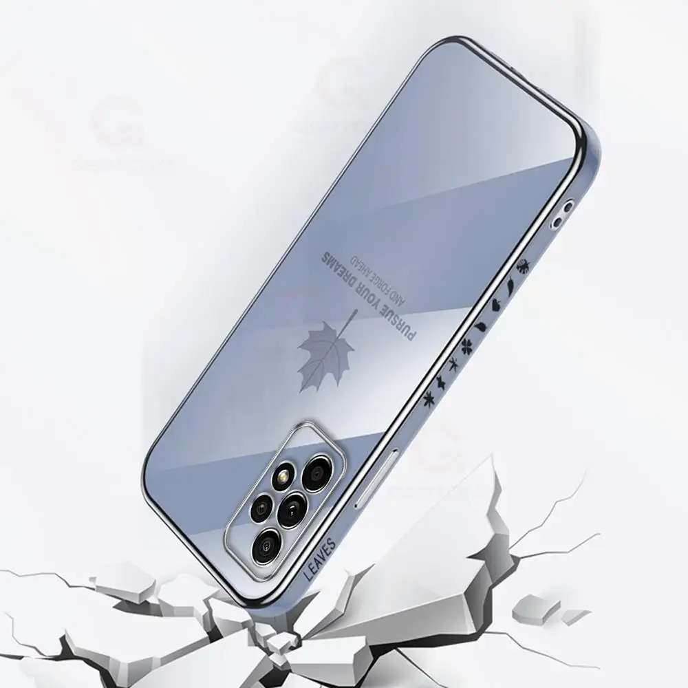 Maple Leaf Plating Case For Samsung Galaxy A54 A53 A52 A34 A14 A33 A32 A72 A73 a52s 5G Silicone Cover with Lanyard