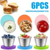 6Pcs 70ml Salad Dressing Container Stainless Steel Portable Silicone Lids Leakproof Dipping Sauce Condiment Box 2