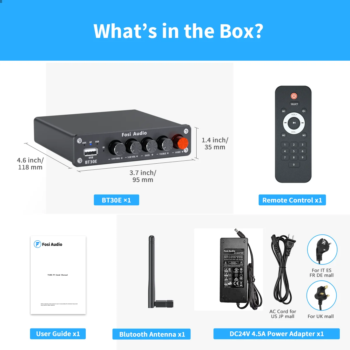 Amplificador de Potência Subwoofer para Cinema em Casa Fosi Áudio Bluetooth U-disk Player 2.1 Canais Bt30e Amplificador 50w x2 - Image 6
