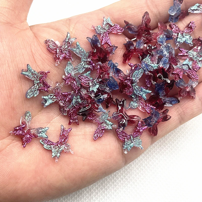 Set of 30 Glitter Resin Butterflies for Jewelry and Nail Art Crafts