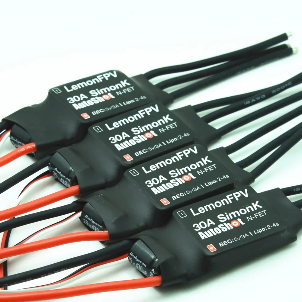 LemonFPV-CONTROLADOR DE VELOCIDAD ESC para cuadricóptero teledirigido, 2-4S, Lipo 30A, simonje, con 3A, 5V, UBEC para F450, F500, 4 unids/lote