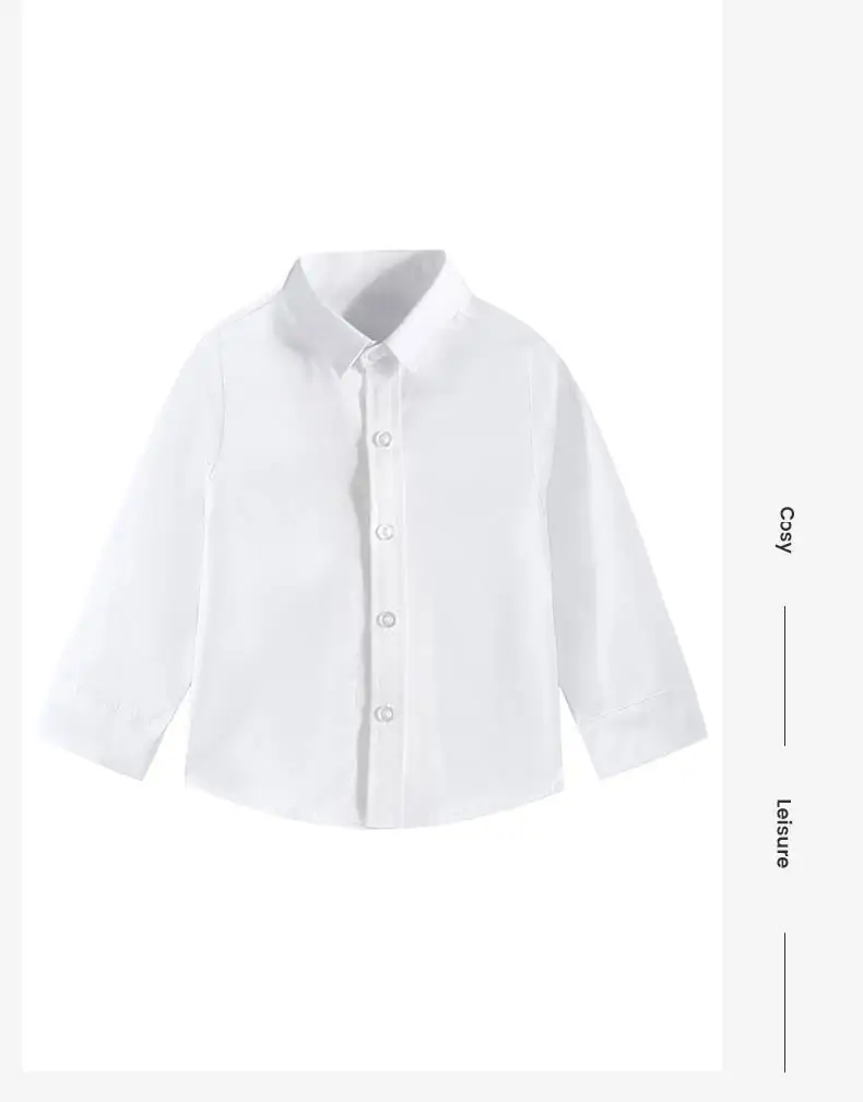 قميص رسمي للأولاد بأكمام طويلة باللونين الأسود والأبيض، بتصميم توكسيدو مع طيات أمامية وأزرار، قميص بأكمام قصيرة للأطفال لحفلات الزفاف