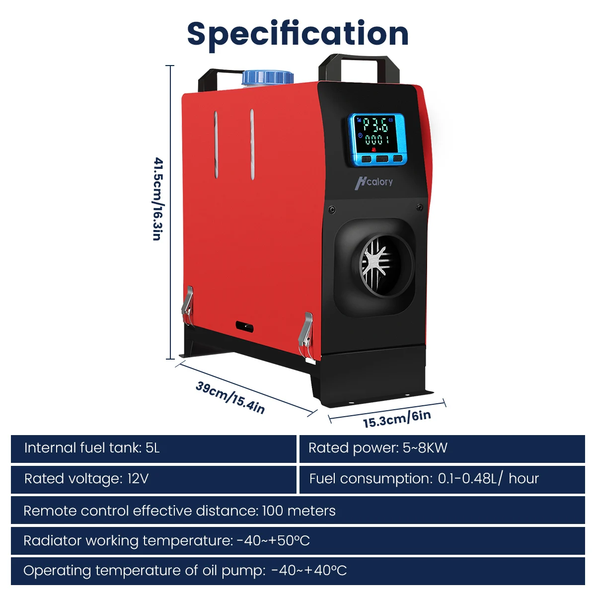 Hcalory All In One Air 12V Diesels Parkeer Heater 5KW-8KW Verstelbare Voor  Vrachtwagens Motor-Woningen Boten Bus + Lcd Key Switch + Remote