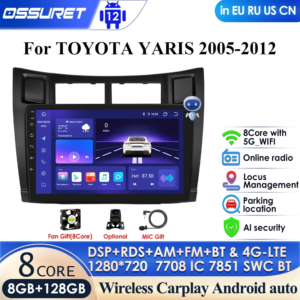 

7862 2din Android Car Radio GPS for Toyota Yaris 2005-2012 Multimedia Video Player Nav HeadUnit Carplay 4G WIFI DSP BT Autoradio