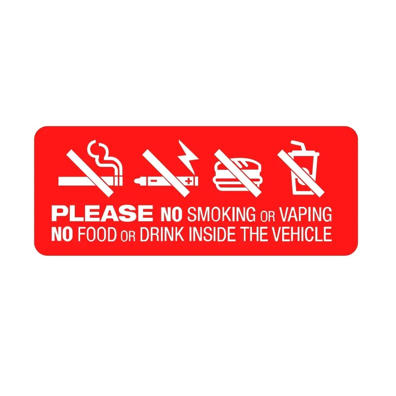 20cm NO SMOKING VAPING FOOD DRINK IN VEHICLE Notice Cover Scratches Car Decals Exterior Parts Decoration Accessories PVC Cute,