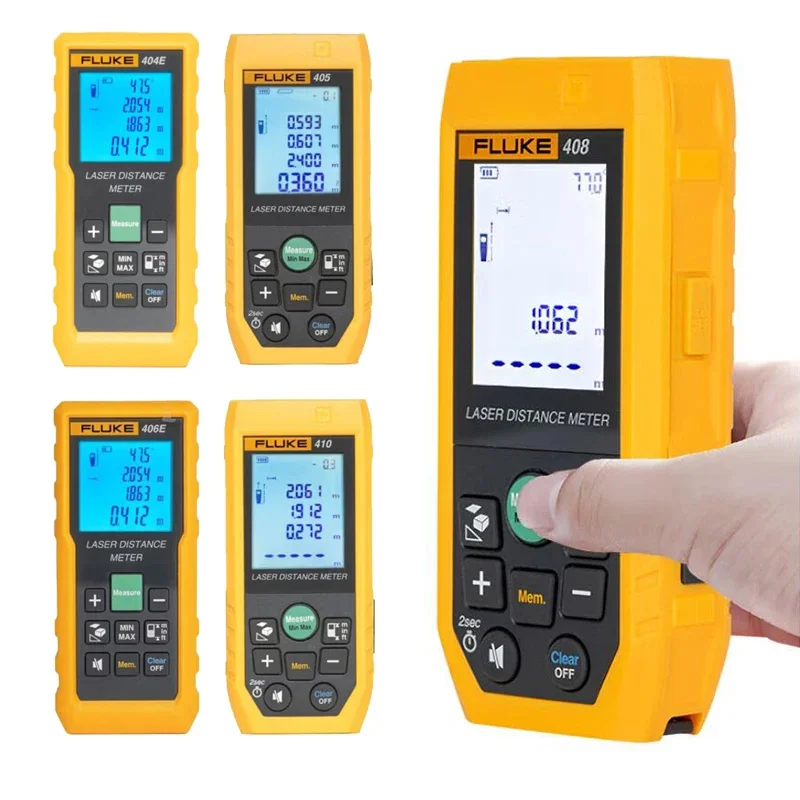 

Fluke Laser Distance Meter 40M-100M Multifunctional Rangefinder 404E 405 406E 408 410 Digital Laser Range Finder Measuring Tool