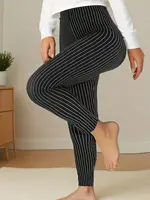 CUHAKCI Plus Size Sports Tight Women's Bottom Pants Black Vertical Strip High Elasticity Casual Fitness And Ankle Nine Pants - Image 6