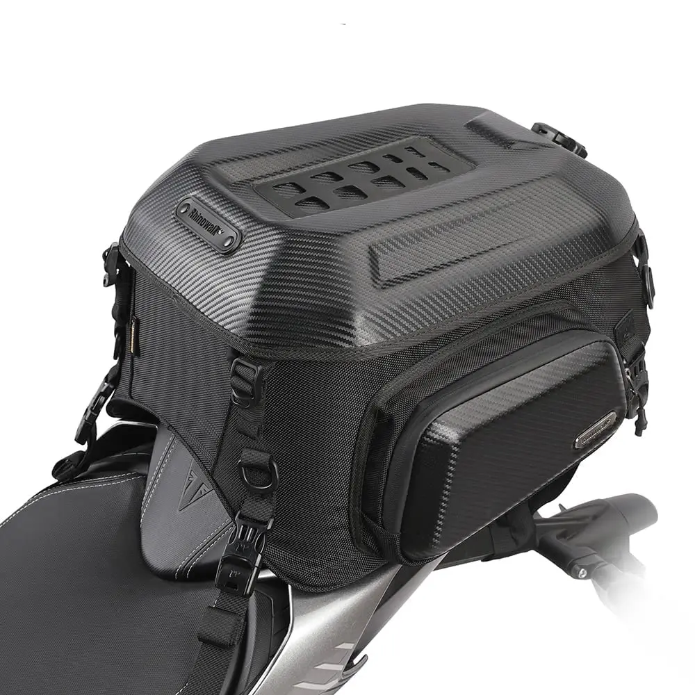 Rhinowalk Motorcycle Travel Luggage Expandable 35L motorcycle tail bag Waterproof All Weather/Trunk/Rack Bag with Sissy Bar Stra
