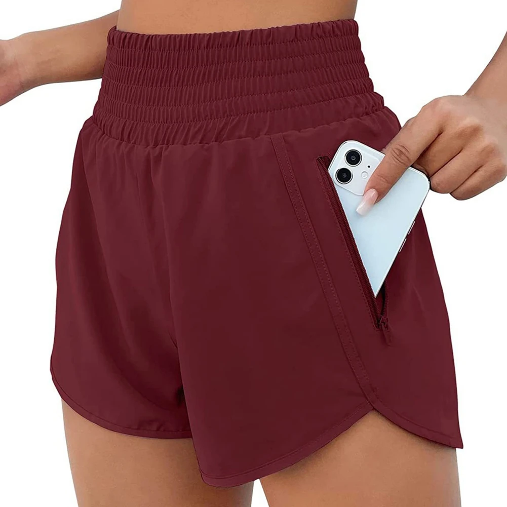 

Women Yoga Pants Gym Pants Sports Running Shorts Quick Dry Leggings Cycling Safety Panties with Side Pockets
