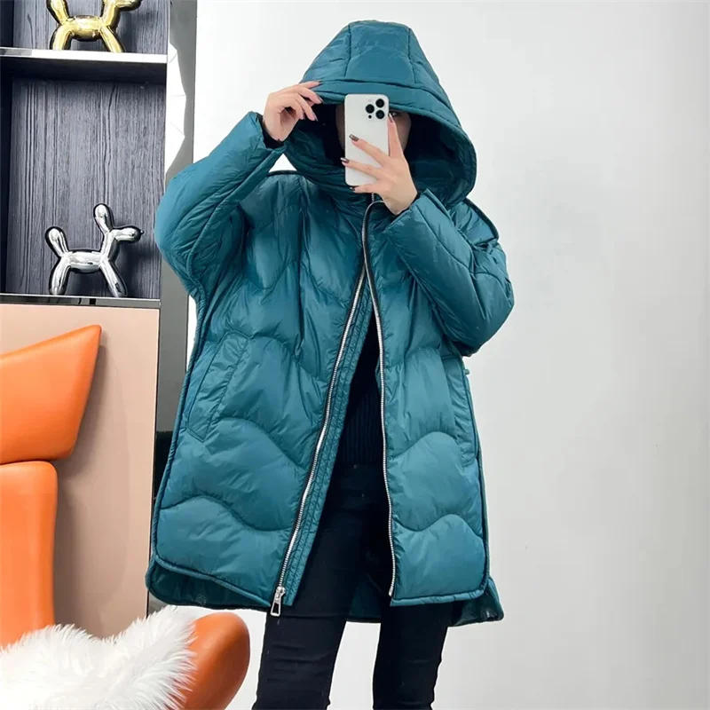

2023 Wearable Down Jacket For Women Medium Length Thickened Winter Outfit New Hooded Lloose Fitting Korean Version Warm Jacket