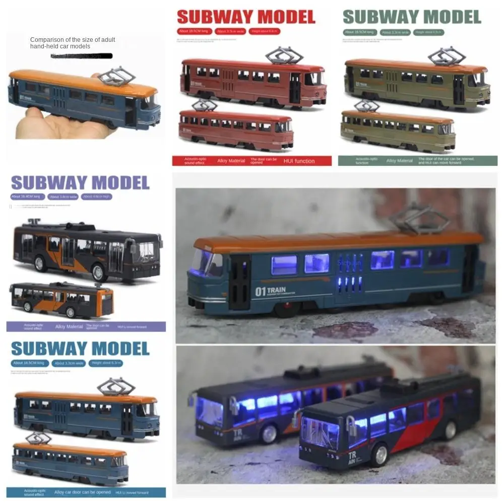 1:50 Light Rail Tram Model Alloy Retro Rail Tram Train Model Five Color Simulation Rail Tram Sound and Light Bus train model piko 1 87 ho type m61 internal combustion digital sound version mav five 52497 orange electric toy train