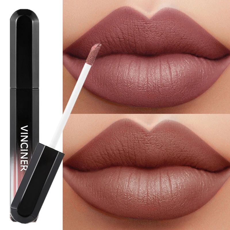 12 Colors Liquid Lipstick Matte Dark Brown Lip Gloss Cosmetic Waterproof Red Lip Glaze Non-stick Cup LongLasting Lip Tint Makeup