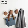 Walnut Wood Wall Mounted Coat Hook, Natural Wood Clothes, Key Holder, Coat Rack, Hat, Scarf, Handbag Storage Hanger 1