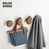 Walnut Wood Wall Mounted Coat Hook, Natural Wood Clothes, Key Holder, Coat Rack, Hat, Scarf, Handbag Storage Hanger 1