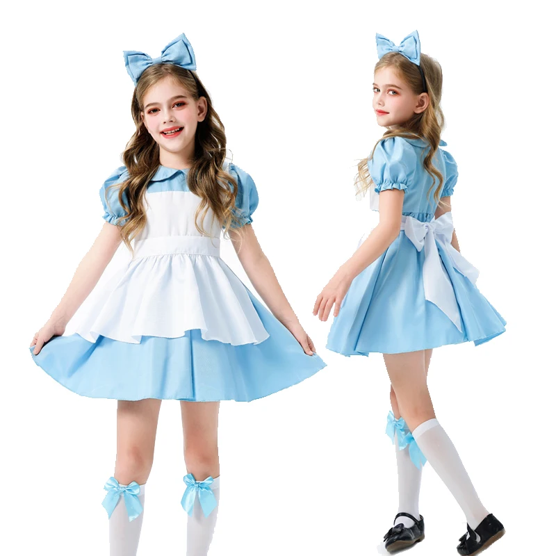Purim Wonderland Alice Princess Costume Pioneer Girl Manor Maid Cosplay Carnival Halloween Party Fancy Dress