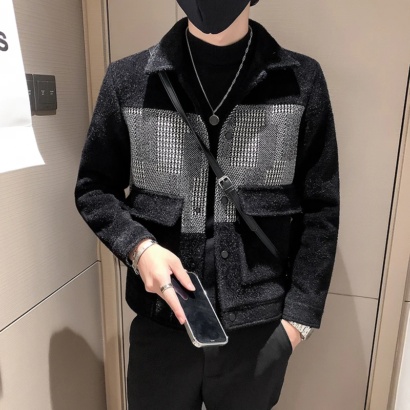 2022 Brand Clothing Men Winter Quality Gold Mink Wool Coat/Male Slim Fit Keep Warm Woolen Cloth Jackets/Man Leisure Coat S-3XL winter sweater for men plus velvet 2022 new fashion thick keep warm student male knitted pullover sweater teenage boys m60