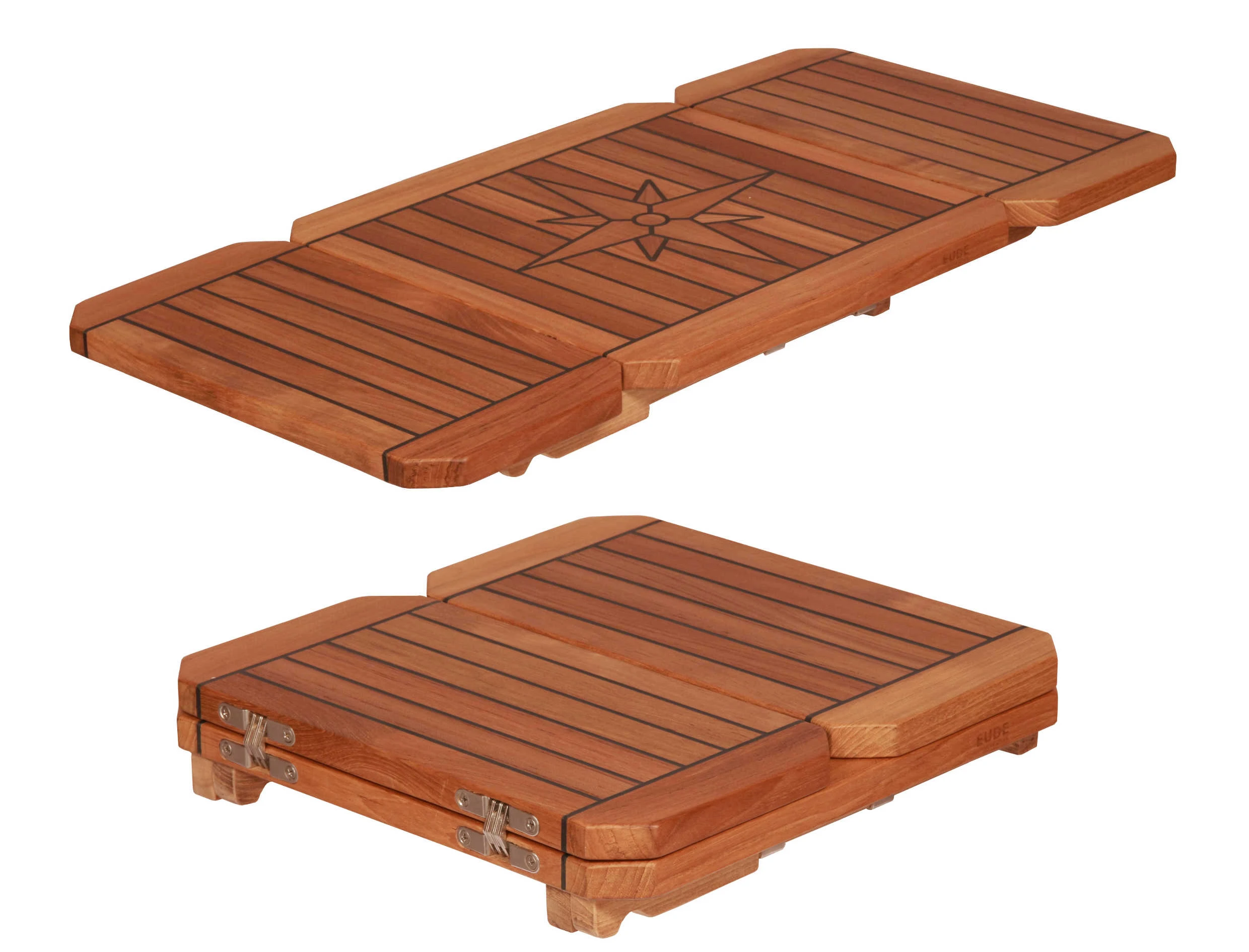 Folding Teak Table Top With Short Wing Star Inlay 416/828X400,486/968 x