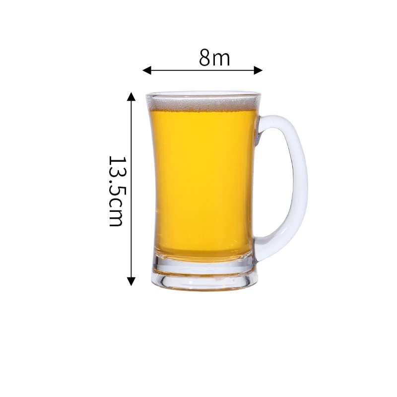 360ml Classic Style Wheat Beer Glass Household Drinkware Heat Resistant Tea Cup with Handle Transparent Juice Milk Water Mugs