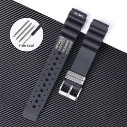 Versatile Silicone Dive Watch Strap Replacement Bracelet - 22mm (Black Metal Ring)