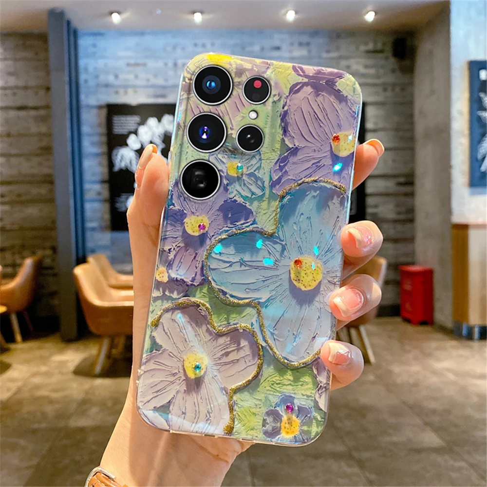 Glitter Flower Reflective Phone Case Cover