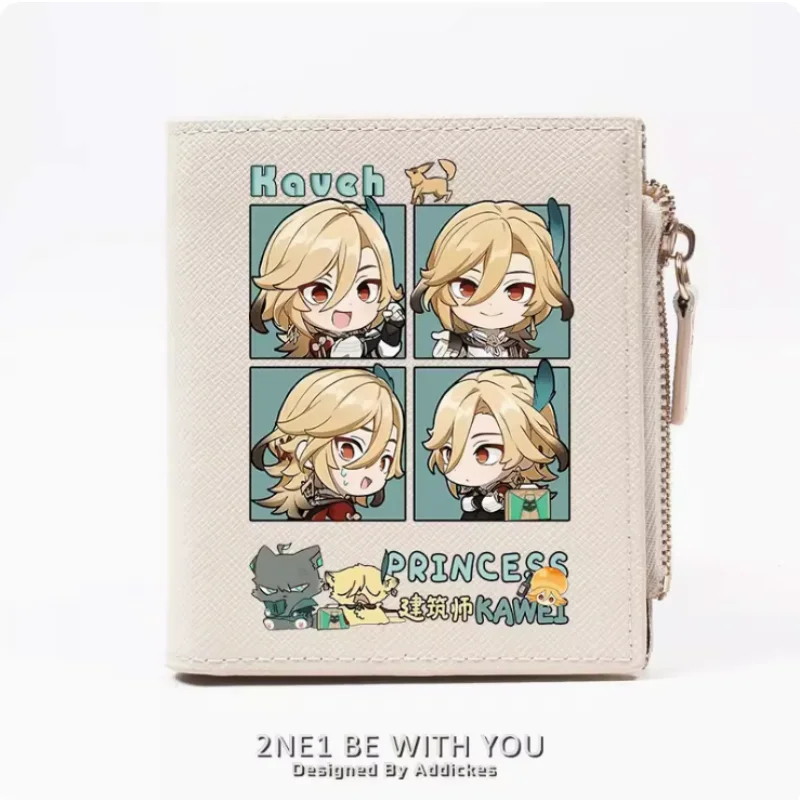 Genshin Impact Kaveh Anime  Zipper Wallet Fold Bag Multi Card  Coin Pocket Holder Fashion Kids Wallets Gift