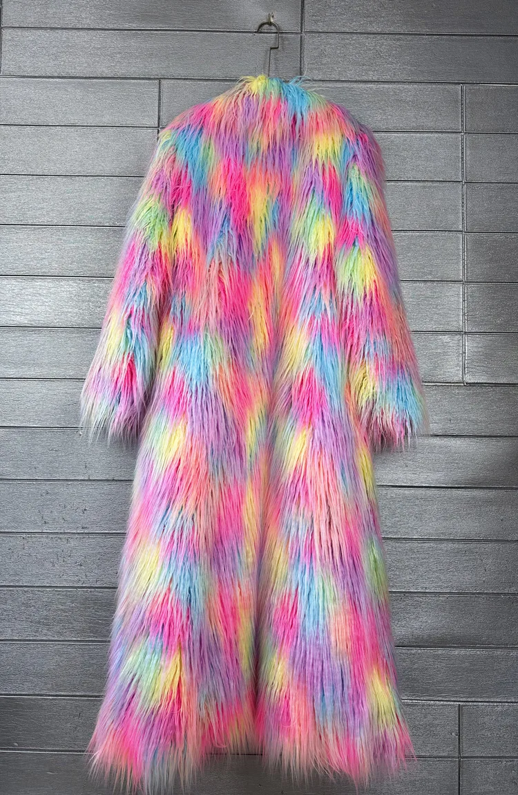 Long Colourful Faux Fur Winter Coat 24