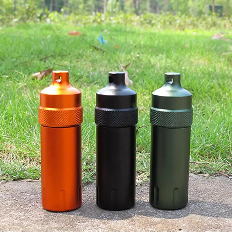 

Aluminum Waterproof Seal Pill Case Outdoor EDCs Survival Keys Medicine Box Portable Mini Travel Pill Box Keys Capsule Holder
