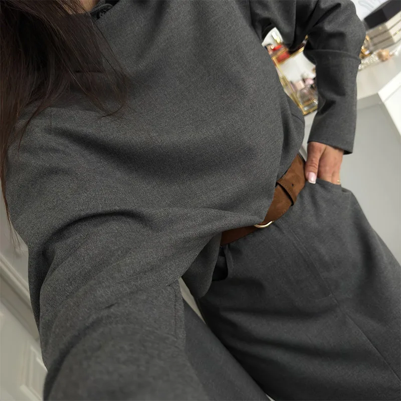 Vintage Grey Blazer Suit Set Image 1