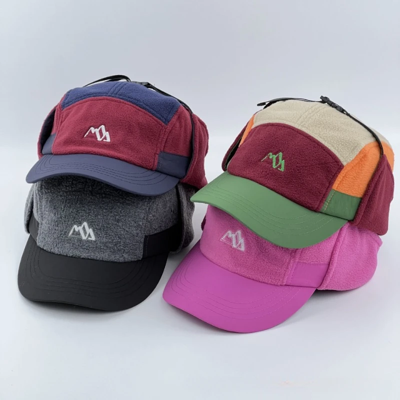 

Fashion Contrasting Color Baseball Caps for Men and Women Winter Outdoor Hiking Cold Proof Ear Protection Retro Bomber Hats