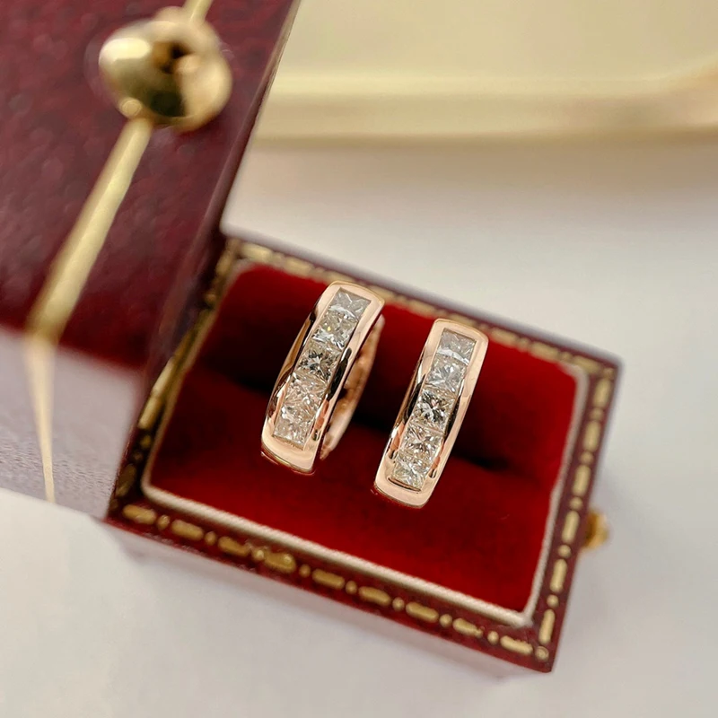 Aazuo 18K Solid White Gold Yellow Gold Rose Gold Real Diamonds 0.50ct Hook Earring Gifted For Women Advanced Wedding Party Au750