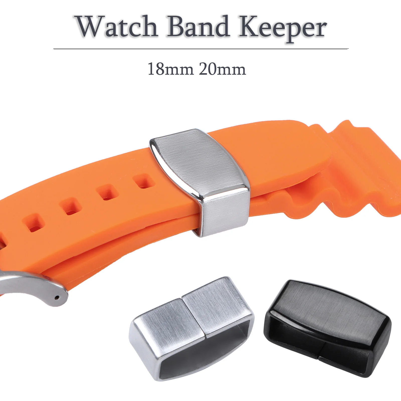 Stainless Steel Watch Band Keeper for Seiko 18mm 20mm Silicone/Leather