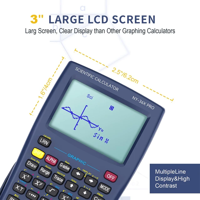 Calculatrice scientifique avec fonction graphique NEWYES 36X Pro Calculatrice scientifique graphique pour fournitures scolaires du collège et du secondaire Bleu 3 Calculatrice scientifique avec fonction graphique NEWYES 36X Pro Calculatrice scientifique graphique pour fournitures scolaires du collège et du secondaire Bleu 3