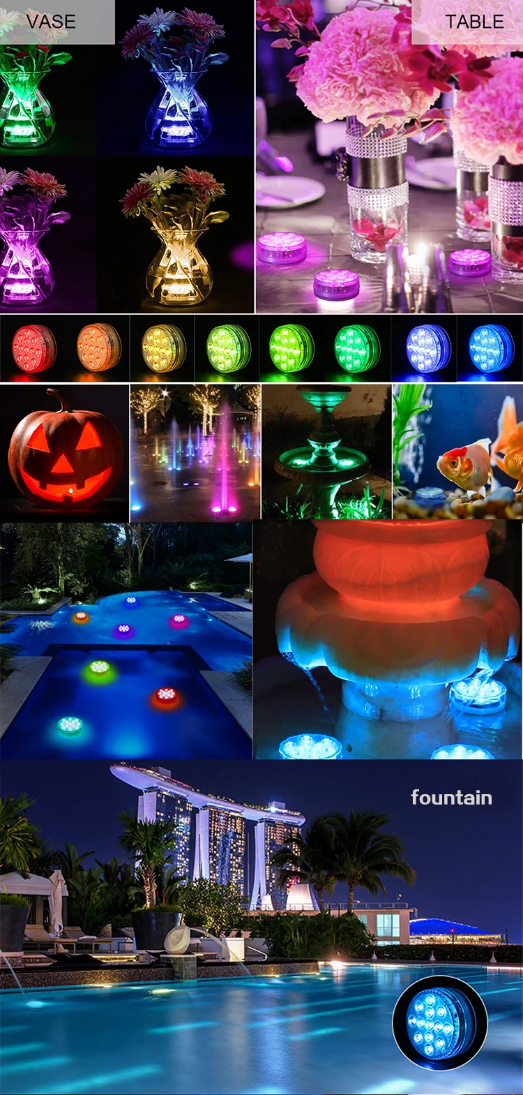 submersible led pool lights Diving Waterproof 13led Garden Lamp Underwater Swimming Pool rechargeable Remote Control Lamp Wedding Party Party Decoration underwater lights for fountains