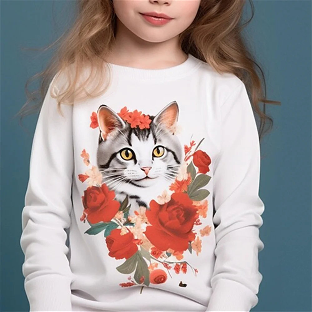 Koreańskie 2023 jesienne dziecięce ubrania dla dziewczynek od 4 do 12 lat Cute Cartoon Kawaii z długim rękawem różowy motyl Elf t-shirty Top dziecięcy