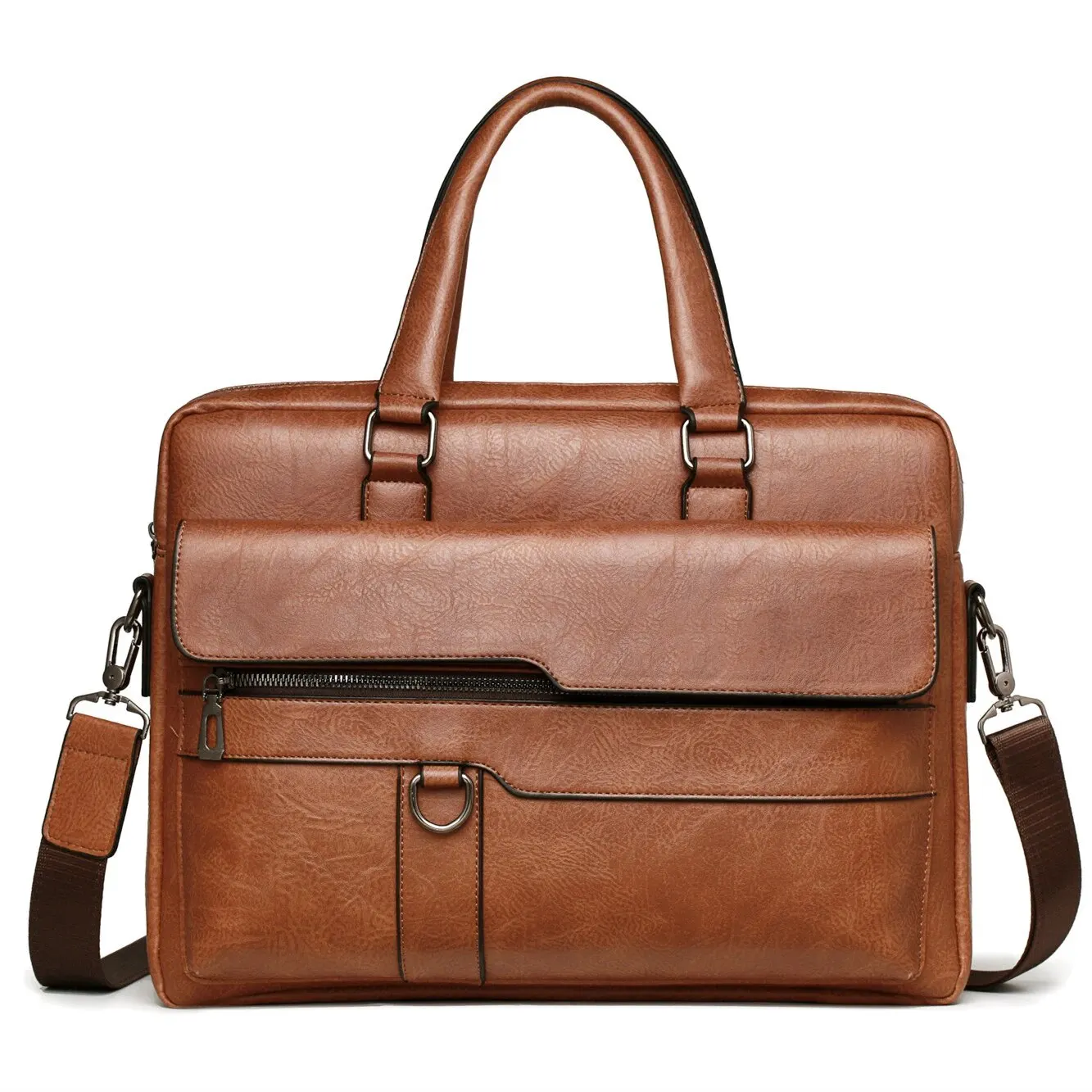 14 Inch Laptop Bag Men PU Leather Briefcase
