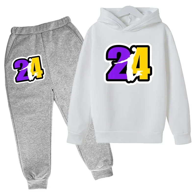 Kids Sports Suit Basketball Training Clothes Children Clothing Hoodies Pant Set 3-12 Years Basketball 24 Print