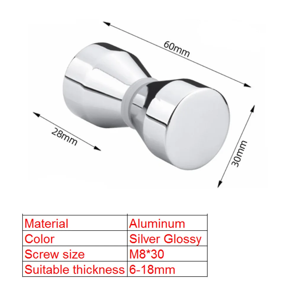 Aluminum Alloy Door Handle Bathroom Glass Door Knob Shower Cabinet Window Kitchen Cupboard Hardware Handle with Screw