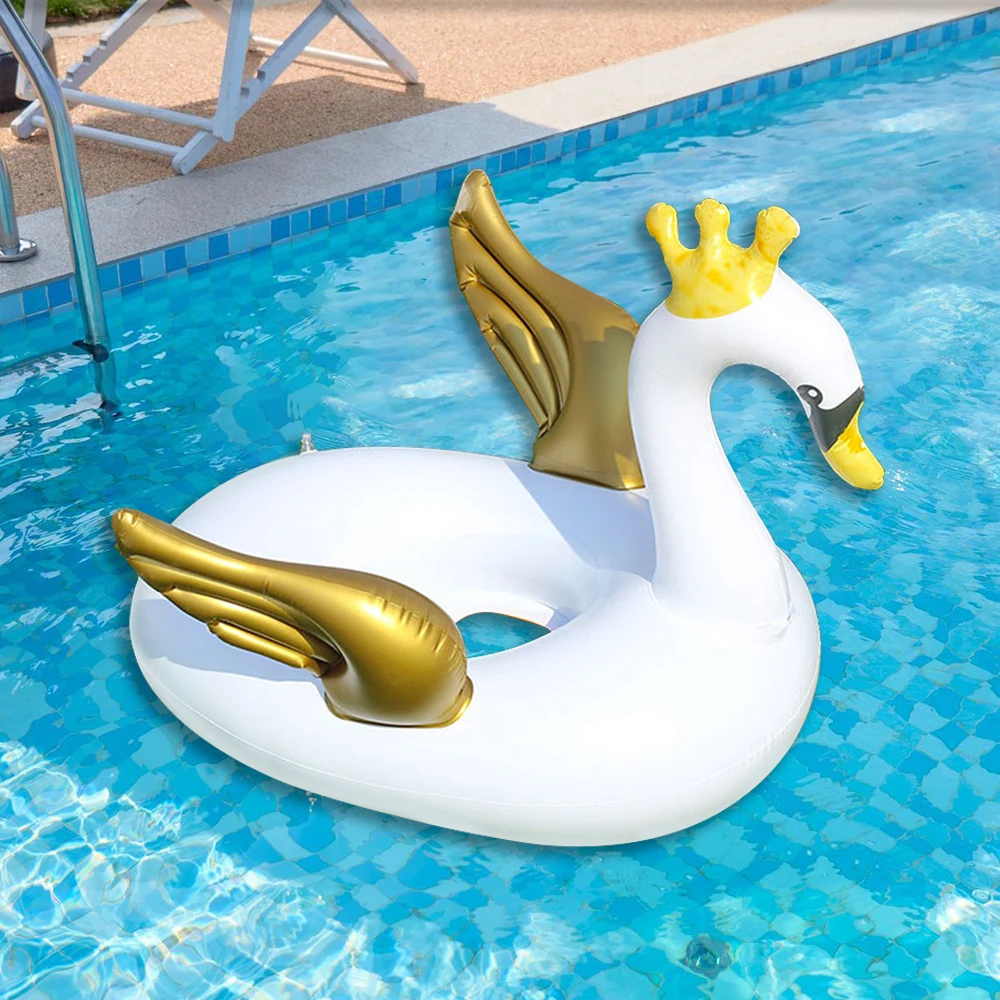 

Water Fun Toys Children Holiday water sport Beach Party Toys Inflatable Float Baby Swimming Circle White Black Swan Swim Circle
