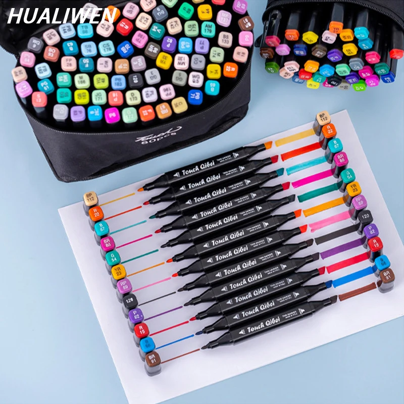 

24/36/40/48/60/80 Colores Markers Brush Pens Set Painting Drawing Manga Highlighter Dual Brush School Art Supplies Stationery