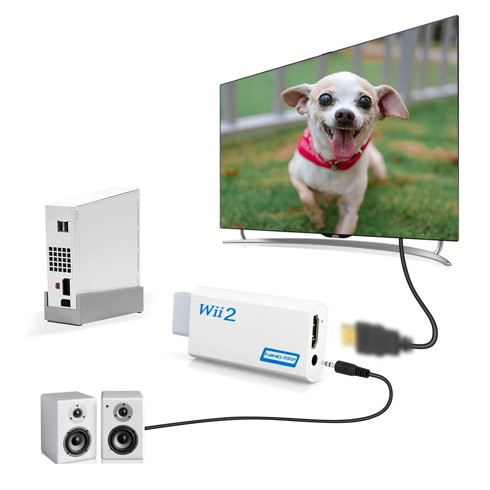 

WII to HDMI-Compatible Full HD 1080P WII to Wii 2 Converter 3.5mm Audio for PC HDMI-Compatible Monitor Display Wii To Adapter