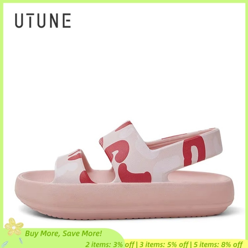 UTUNE Camouflage flat Sandals For Women Summer Soft Thick Sole EVA Outside Casual Beach Slides Non-slip Platform Heel Slippers